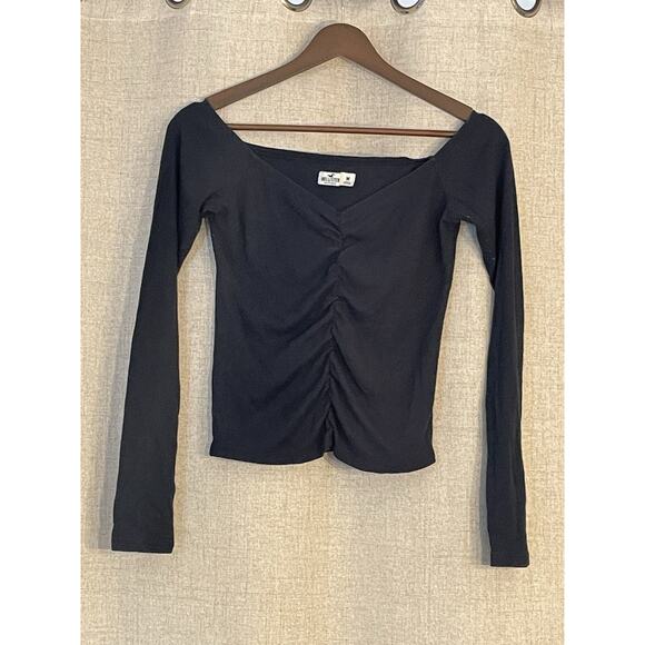 Hollister Off The Shoulder Ruched Blue Top Size Medium - Picture 1 of 3